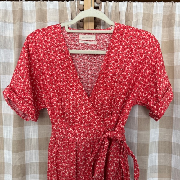Urban Outfitters Gabrielle Woven Dobby Midi Wrap Dress Size XS - Picture 5 of 9